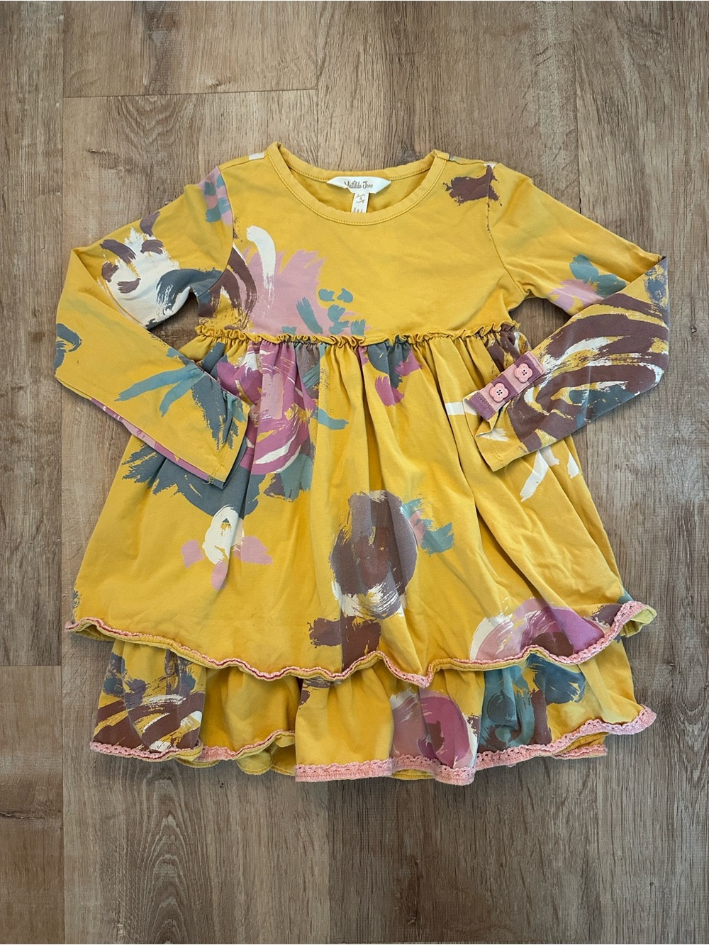 Matilda Jane Mustard Floral Ruffle Fall Dress